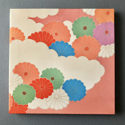 着物のファブリックパネル　桃色と菊花２（２枚セット） 正月飾り　　サスティナブル　SDGs 5枚目の画像