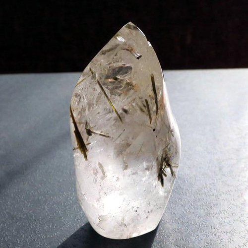 特大】ルチルクォーツ エピドート＋トルマリン 水晶 立体 オブジェ