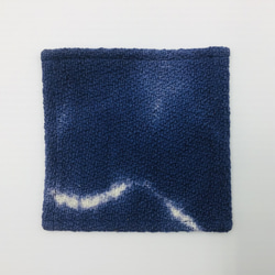 絞り染め手織り布で作ったコースター 2枚組 (H-co-41-A) 3枚目の画像
