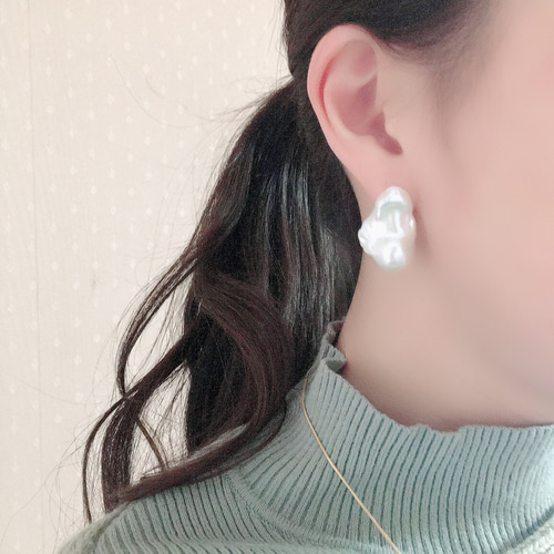 18金　オイスター　バロック　パール　ピアス 18金オイスターバロックパールピアス