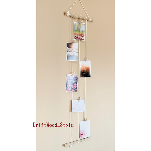 流木インテリア 自由に写真を飾れるフォトディスプレイ 流木を使ったウォールアート フォトフレーム ウォールデコ N4 2枚目の画像