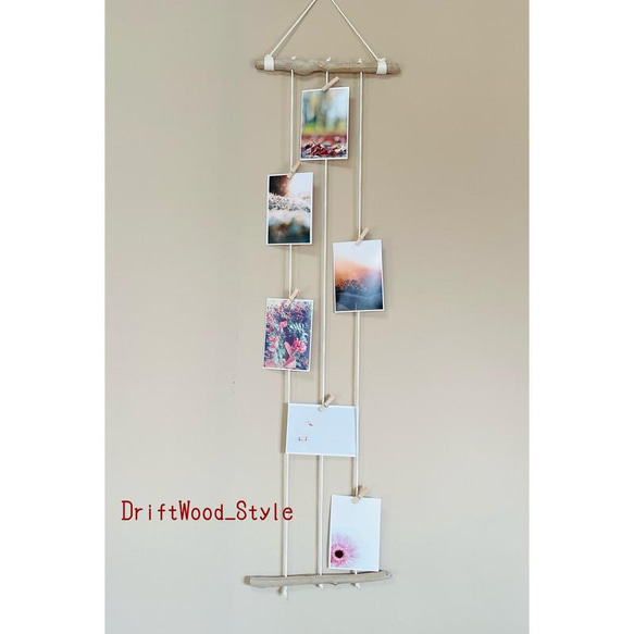 流木インテリア 自由に写真を飾れるフォトディスプレイ 流木を使ったウォールアート フォトフレーム ウォールデコ N4 1枚目の画像