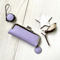 2wayコンパクトコインケース・印鑑ケース(ポメラニアン シルエットスタッズ)藤 7枚目の画像