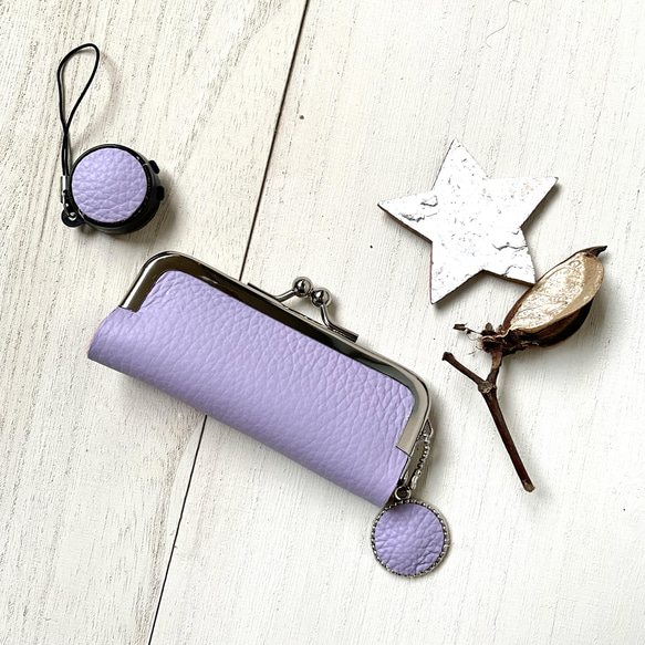 2wayコンパクトコインケース・印鑑ケース(ポメラニアン シルエットスタッズ)藤 7枚目の画像