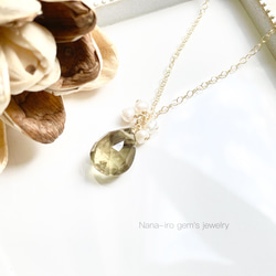 ＊1点もの＊14kgf lemonsmokyquartz necklace 4枚目の画像