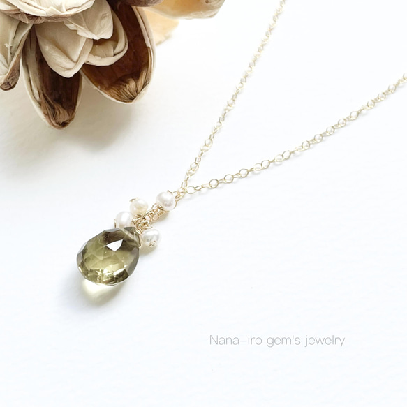 ＊1点もの＊14kgf lemonsmokyquartz necklace 3枚目の画像