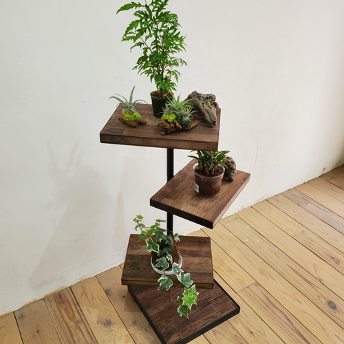 円形3段回転ラック 観葉植物 インテリア 男前 アイアン カフェ風