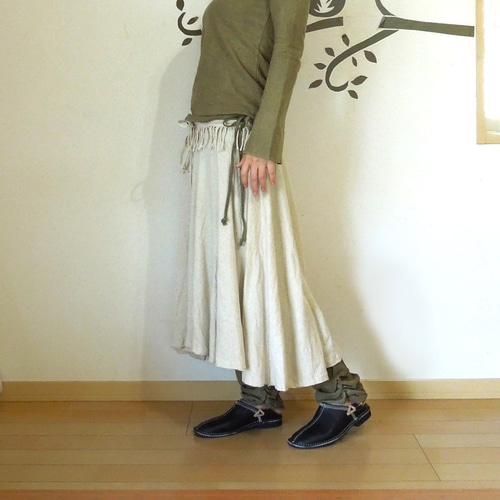 再入荷】asana ヘンプコットン ヨガパンツ○草木染めカーキ ロング  