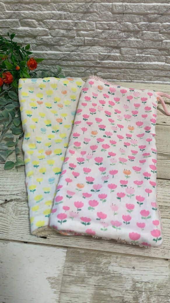 ループタオル☆枚数、色が選べる！お絵描きチューリップ3色展開！！パープル入荷 4枚目の画像