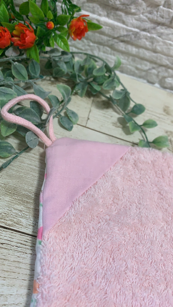 ループタオル☆枚数、色が選べる！お絵描きチューリップ3色展開！！パープル入荷 8枚目の画像