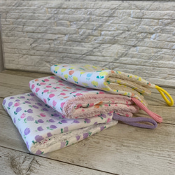 ループタオル☆枚数、色が選べる！お絵描きチューリップ3色展開！！パープル入荷 3枚目の画像