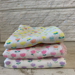 ループタオル☆枚数、色が選べる！お絵描きチューリップ3色展開！！パープル入荷 2枚目の画像