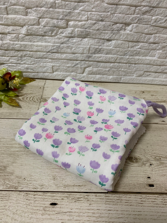 ループタオル☆枚数、色が選べる！お絵描きチューリップ3色展開！！パープル入荷 9枚目の画像