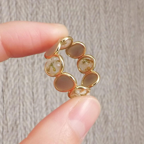 旧★レジンリング　指輪　ベージュ　オレンジ　イエロー　ゴールド　サイズフリー 旧☆レジンリング 指輪 ベージュ オレンジ イエロー ゴールド