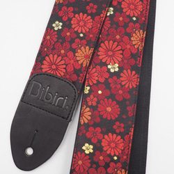 京都 西陣織 和柄ギターストラップ 扇柄/赤-黒 金襴生地使用 ハンドメイド 9418ea121ad8961765a98bdc980e63