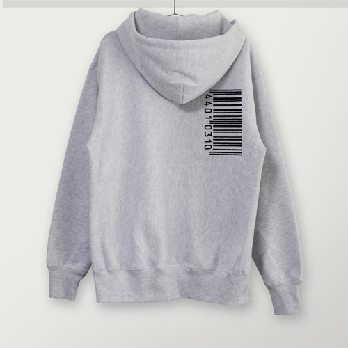 刺繍☆パーカー【プルオーバー】／いつもの黒のバーコード12oz