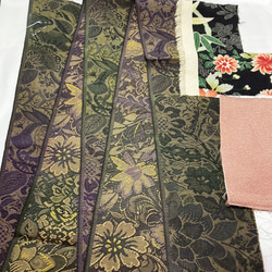 【送料無料】京都 正絹 絹100% 帯地 着物はぎれ  和小物 生地 材料 カットクロス  HB1133 9枚目の画像