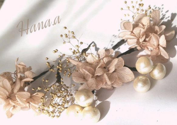 ヘッドドレス♡オーダーページ　プリザーブドフラワー/ドライフラワー/髪飾り/花 ヘッドドレス ウェディング プリザーブドフラワー ホワイト