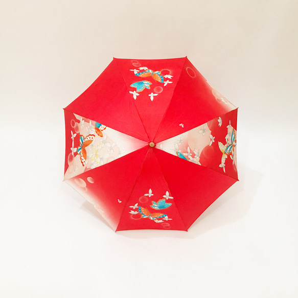 折り畳み着物日傘　絹の着物をアップサイクル　日本の職人が手仕事で制作　#27 4枚目の画像