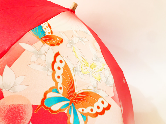 折り畳み着物日傘　絹の着物をアップサイクル　日本の職人が手仕事で制作　#27 8枚目の画像