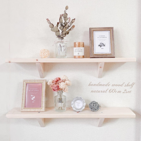 wood shelf 60cm 2点セット ナチュラル 1枚目の画像