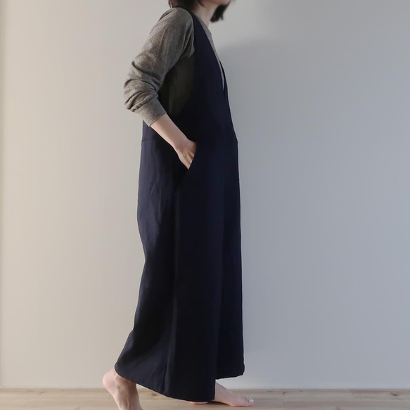 Silhouette shine❣️厚棉清爽背帶褲（自由/靛藍紋） 第11張的照片