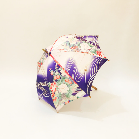 着物日傘　絹の着物をアップサイクル　日本の職人が手仕事で制作　#08 7枚目の画像