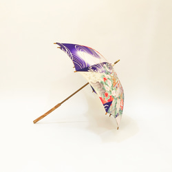 着物日傘　絹の着物をアップサイクル　日本の職人が手仕事で制作　#08 5枚目の画像