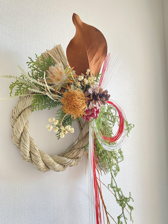 しめ縄 正月飾り 2022 2WAY 紅白 水引 しめ縄・しめ飾り hogaraka 通販