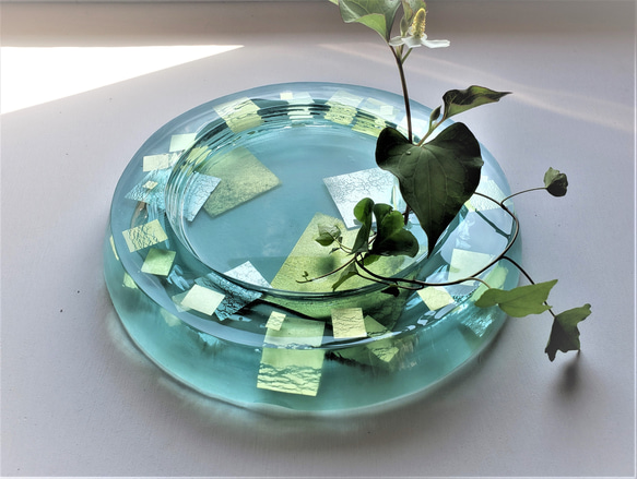 ガラス水盤　花器 積層銀澄散水盤 4枚目の画像