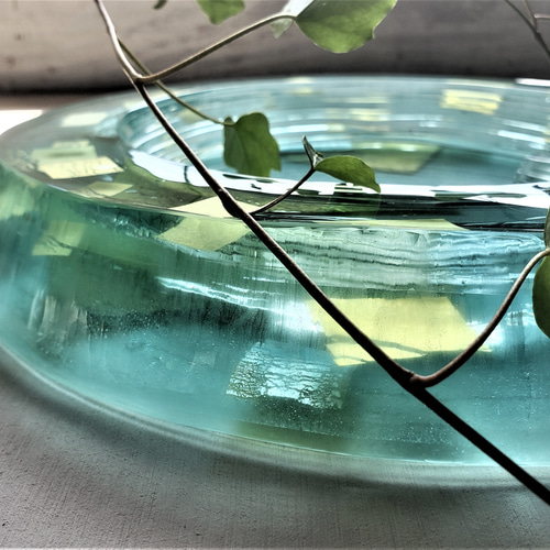 ガラス水盤 花器 積層銀澄散水盤 一輪挿し・花瓶・花器 スタジオ ガラス水盤 花器 積層銀澄散水盤 一輪挿し・花瓶・花器 スタジオ
