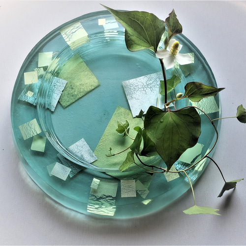 ガラス水盤 花器 積層銀澄散水盤 一輪挿し・花瓶・花器 スタジオ