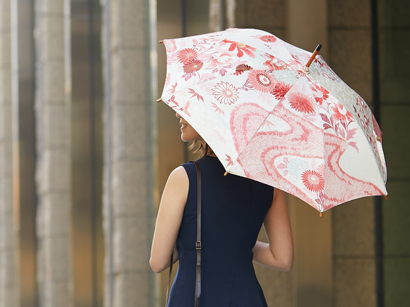 着物日傘　絹の着物をアップサイクル　日本の職人が手仕事で制作　#02 10枚目の画像