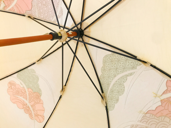 着物日傘　絹の着物をアップサイクル　日本の職人が手仕事で制作　#01 9枚目の画像