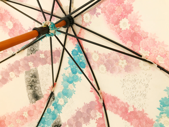 着物日傘　絹の着物をアップサイクル　日本の職人が手仕事で制作　#03 8枚目の画像