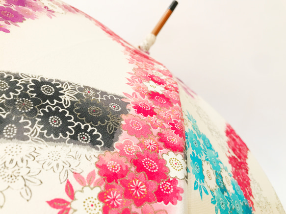 着物日傘　絹の着物をアップサイクル　日本の職人が手仕事で制作　#03 6枚目の画像
