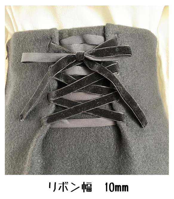 【受注製作】デザインが選べる♪ ハイウエスト 切り替えスカート 厚手ウール Black SS〜L 10枚目の画像