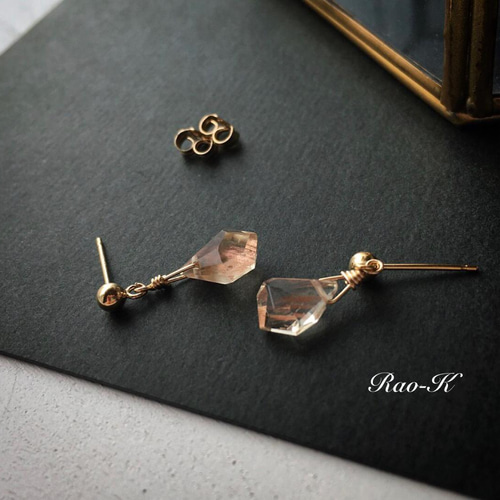 フラワーカービング オレゴンサンストーンのピアス E フラワーカービング オレゴンサンストーンのピアス E 天然石④