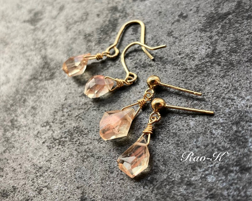 ✺再販　宝石質✨オレゴンサンストーン　ピアス　14kgf Kaya様 宝石質✨オレゴンサンストーン ピアス 14kgf 他2点 Kaya