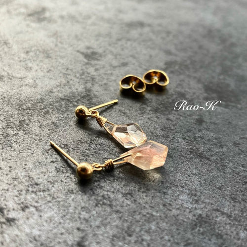 14kgfオレゴンサンストーンピアス/イヤリング サンストーン シンプルリングピアス・イヤリング【14金GF