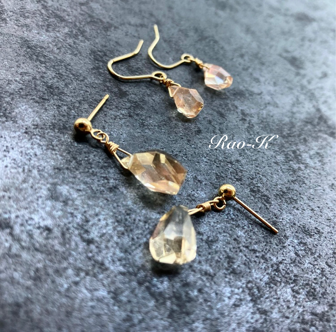 ✨rough stones✨オレゴンサンストーンのピアス/イヤリングla