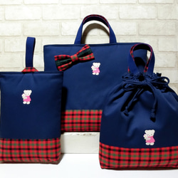 ファミリアワッペン付き《くま・お花》3点セット レッスンバック /体操