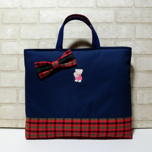 ファミリアワッペン付き《くま・お花》3点セット レッスンバック /体操