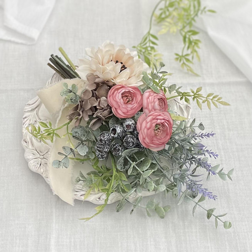 再販】アネモネとラナンキュラスの 春色 スワッグ＊＊アーティ  