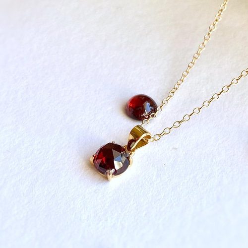 ローズカット 宝石質モザンビークガーネットのネックレス AAA 6mm