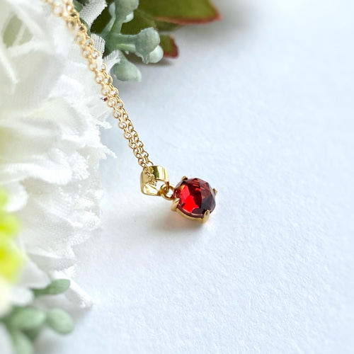 ローズカット 宝石質モザンビークガーネットのネックレス AAA 6mm