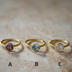 10 種天然寶石可供選擇 ◇ 2 向耳夾 ◇ 金色 第2張的照片