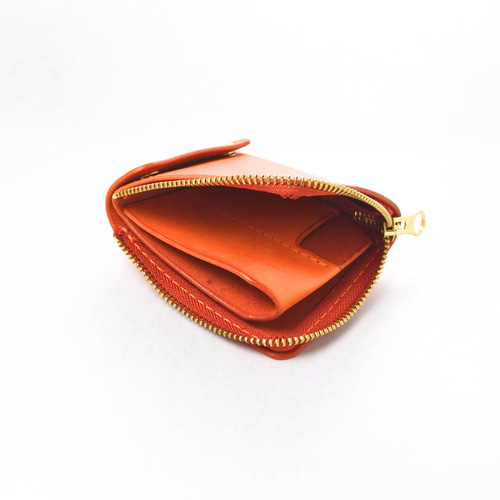 支払い上手】L字ファスナー財布 MARGOT/マルゴー オレンジ 厚い革1枚