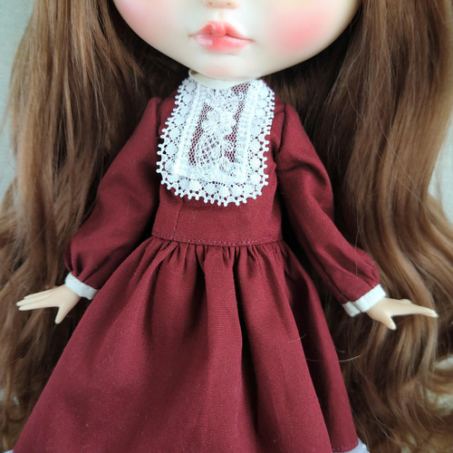 1015※ピンタックのヨーク・ワインレッドのクラシカルロングドレス