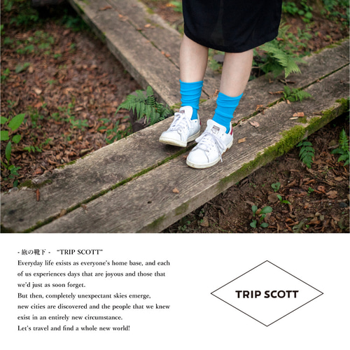 キナリノ掲載 水色 靴下 カラーソックス ブルー フィット「TRIP SCOTT